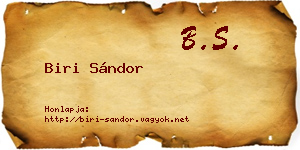 Biri Sándor névjegykártya