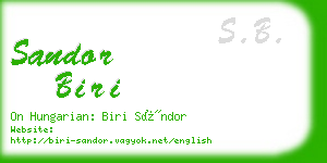 sandor biri business card